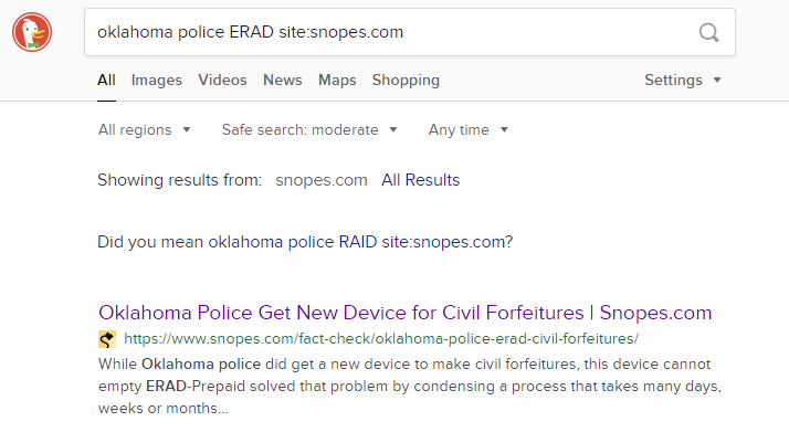 Duckduckgo oklahoma police search results