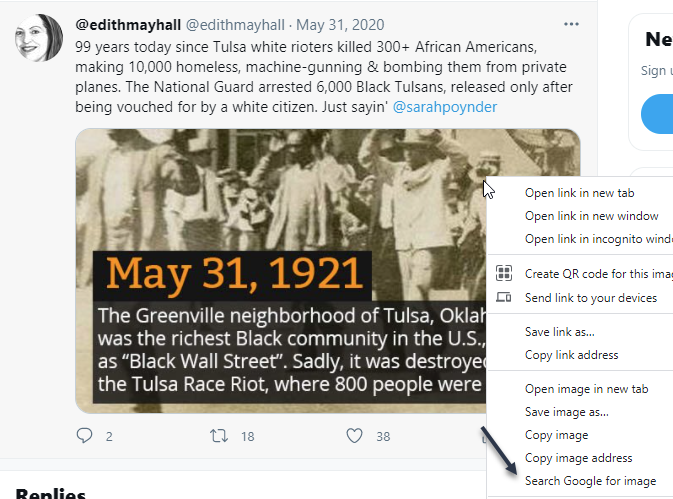 Tulsa Race Massacre pic from tweet