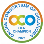 Round OER Champion 2021 digital badge from OCO
