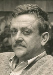 sepia toned photo of Kurt Vonnegut