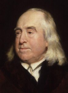 Portrait of Jeremy Bentham, painted by Henry William Pickersgill (died 1875).