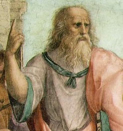 photographic color reproduction of painting of Plato by Raphael