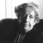 Black and white photograph of Hannah Arendt in 1975
