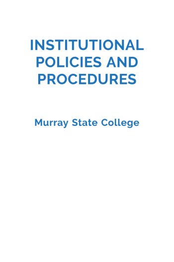 Cover image for Murray State College Institutional Policies and Procedures