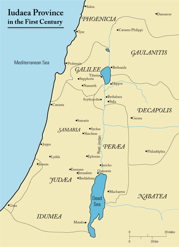 Map of Iudaea Province in the First Century