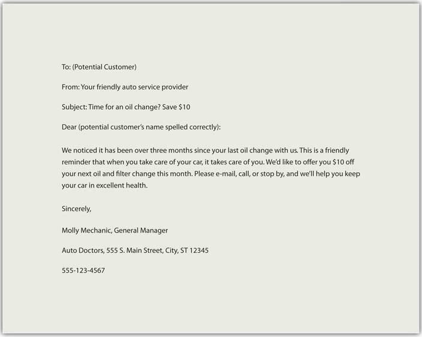 Figure 9.6.1: Sample E-mail Sales Message