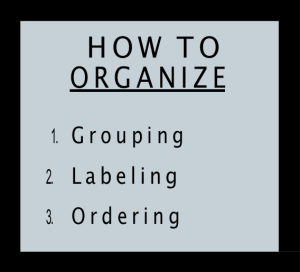 how to organize-grouping, labeling, ordering