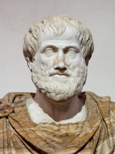 color image of a sculpture of Aristotle