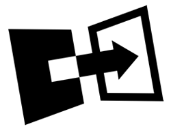 An arrow showing transformation from a black rectangle to a white rectangle.
