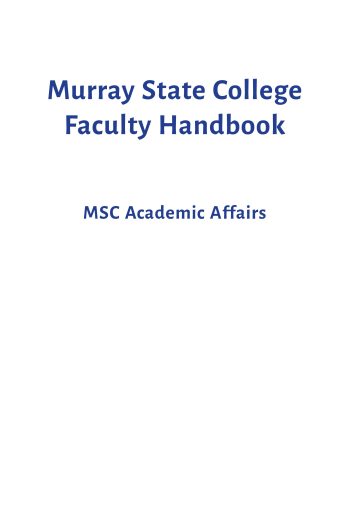 Cover image for Murray State College Faculty Handbook